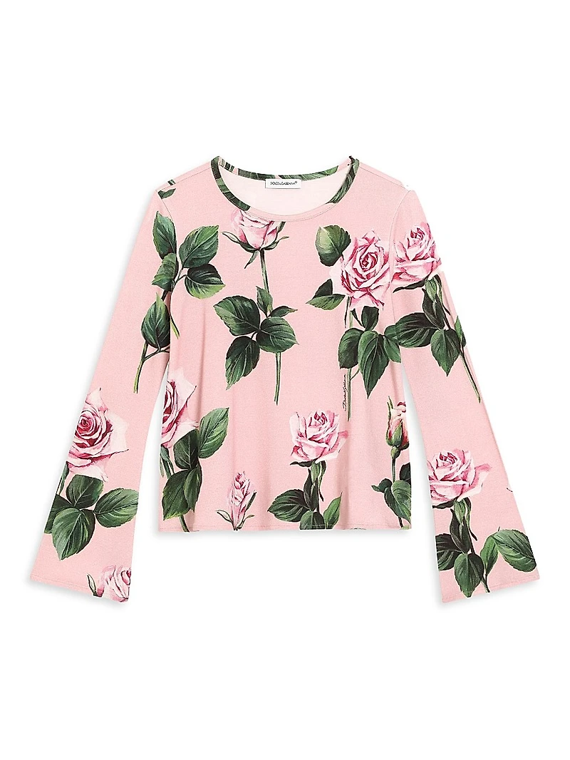 Little Girl's & Rose Print Long-Sleeve T-Shirt