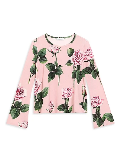 Little Girl's & Rose Print Long-Sleeve T-Shirt