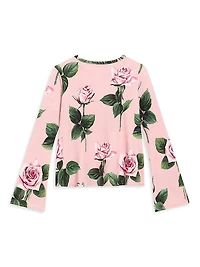 Little Girl's & Rose Print Long-Sleeve T-Shirt