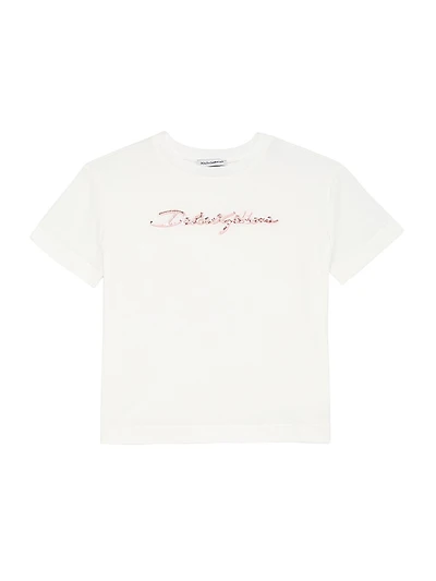 Little Girl's & Logo Sequined Crewneck T-Shirt