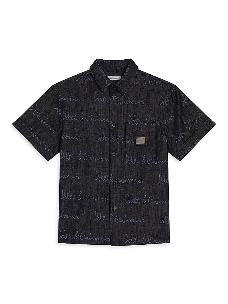 Little Boy's & Logo Script Print Shirt
