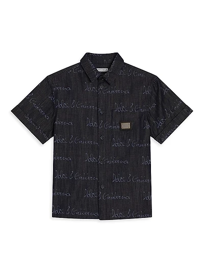 Little Boy's & Logo Script Print Shirt
