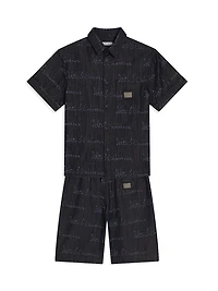 Little Boy's & Logo Script Print Shirt