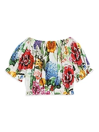 Little Girl's & Floral Off-The-Shoulder Top