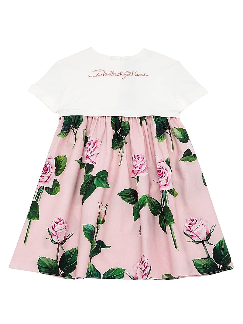 Little Girl's & Logo Rose Print T-Shirt Dress