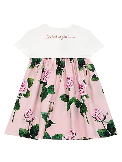 Little Girl's & Logo Rose Print T-Shirt Dress