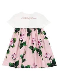 Little Girl's & Logo Rose Print T-Shirt Dress