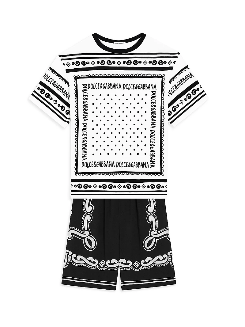 Little Boy's & Logo Bandana Print T-Shirt