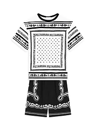 Little Boy's & Logo Bandana Print T-Shirt