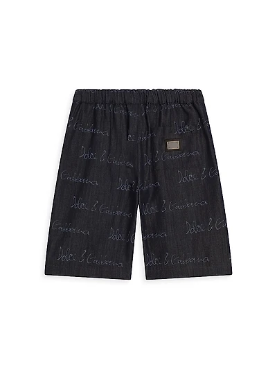 Little Boy's & Logo Script Print Shorts