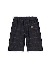 Little Boy's & Logo Script Print Shorts