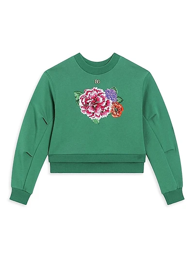 Little Girl's& Girl'sFlower Graphic Crewneck Sweatshirt