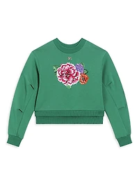 Little Girl's& Girl'sFlower Graphic Crewneck Sweatshirt