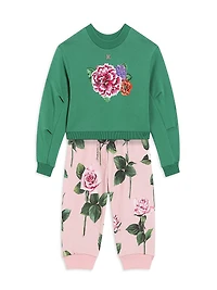 Little Girl's& Girl'sFlower Graphic Crewneck Sweatshirt