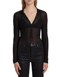 Mesh Semi-Sheer Polo Shirt