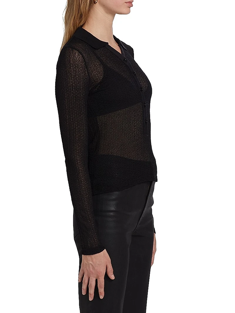 Mesh Semi-Sheer Polo Shirt