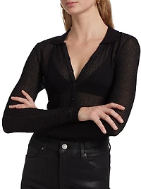 Mesh Semi-Sheer Polo Shirt