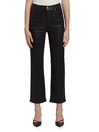 Le Sleek Coated Straight-Leg Jeans