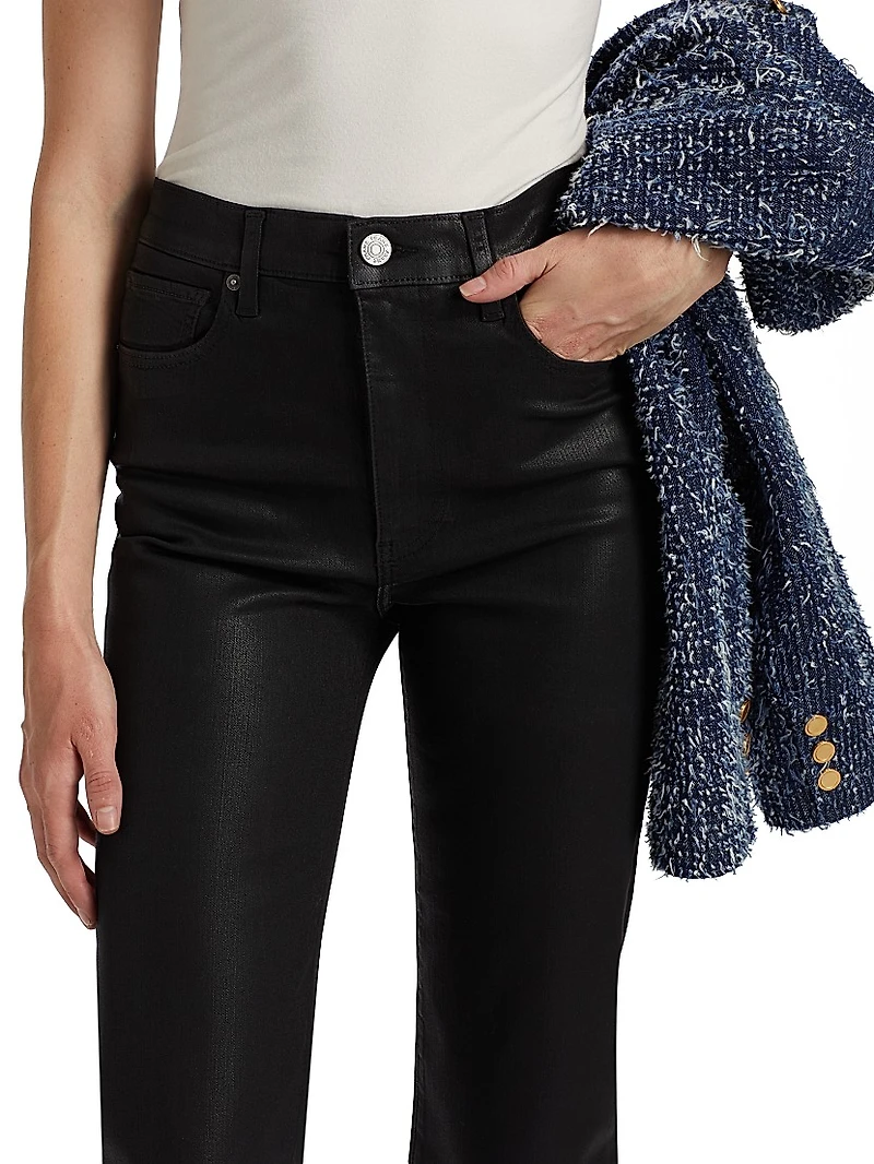 Le Sleek Coated Straight-Leg Jeans