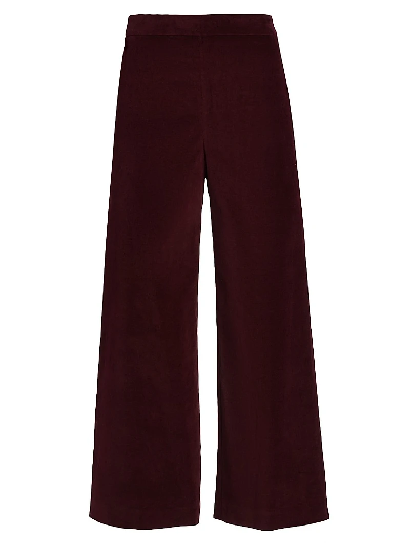 Velvet Cropped Wide-Leg Pants