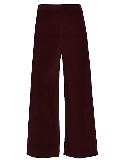 Velvet Cropped Wide-Leg Pants