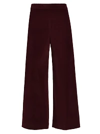Velvet Cropped Wide-Leg Pants