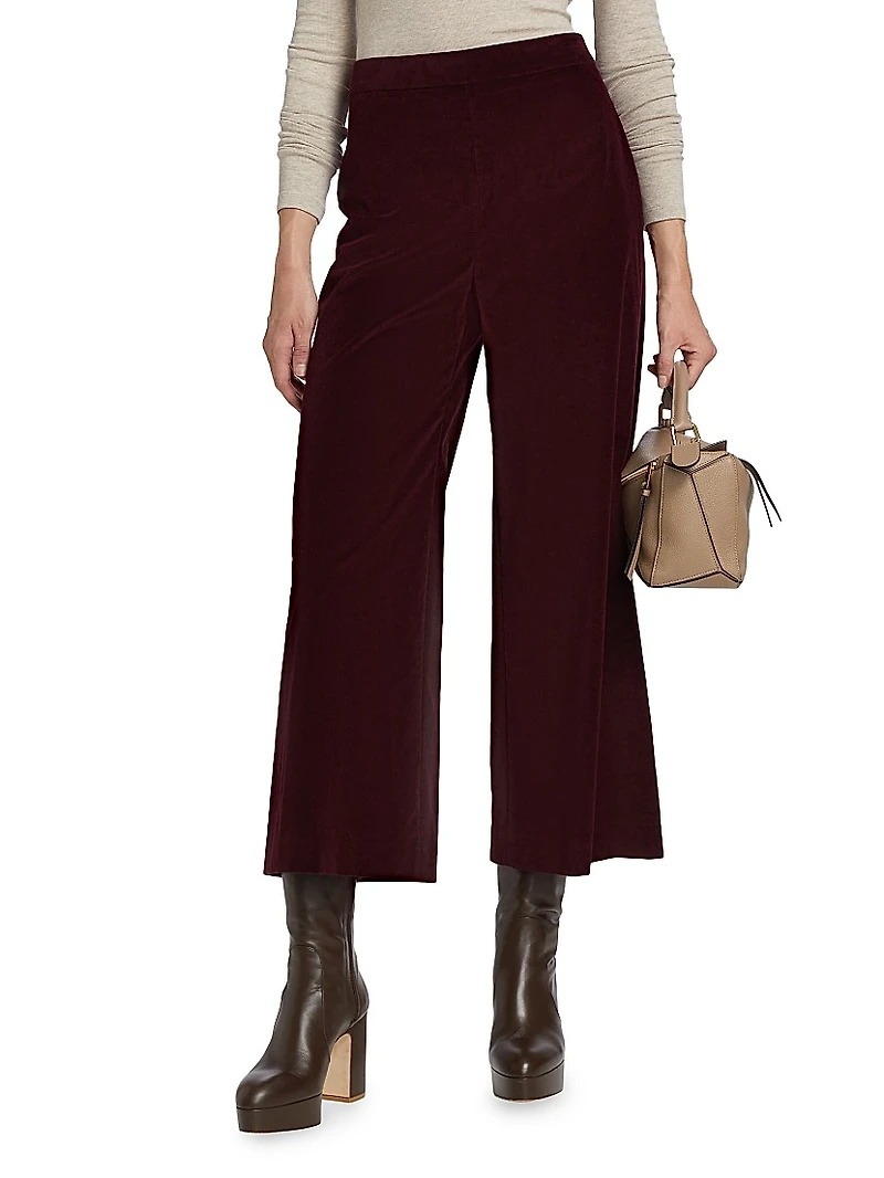 Velvet Cropped Wide-Leg Pants
