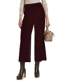 Velvet Cropped Wide-Leg Pants