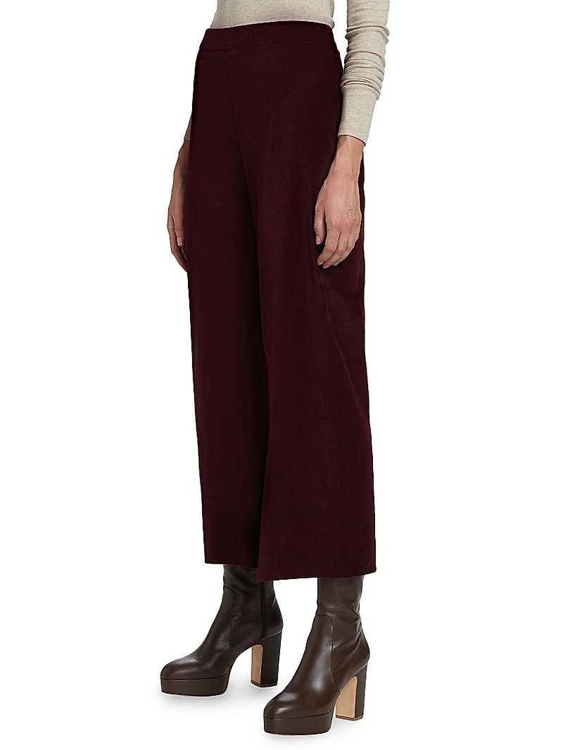 Velvet Cropped Wide-Leg Pants