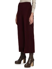 Velvet Cropped Wide-Leg Pants