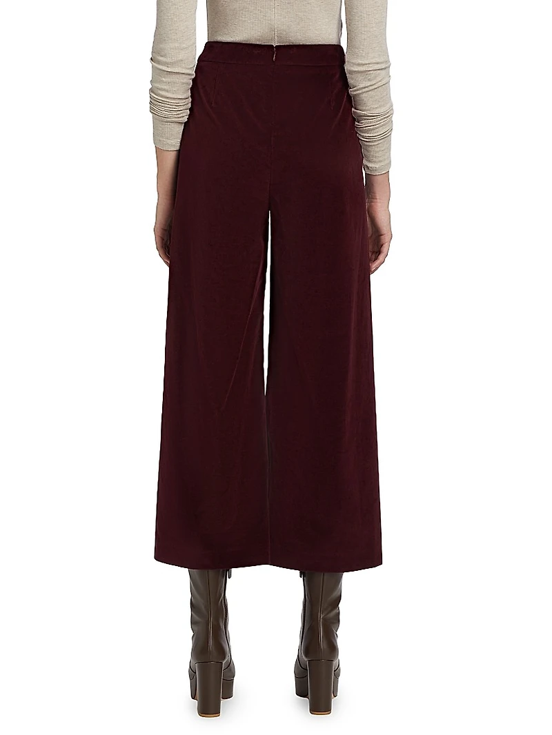 Velvet Cropped Wide-Leg Pants