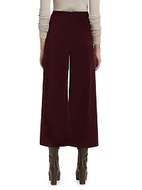 Velvet Cropped Wide-Leg Pants