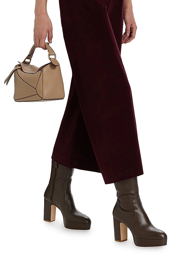 Velvet Cropped Wide-Leg Pants