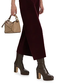 Velvet Cropped Wide-Leg Pants