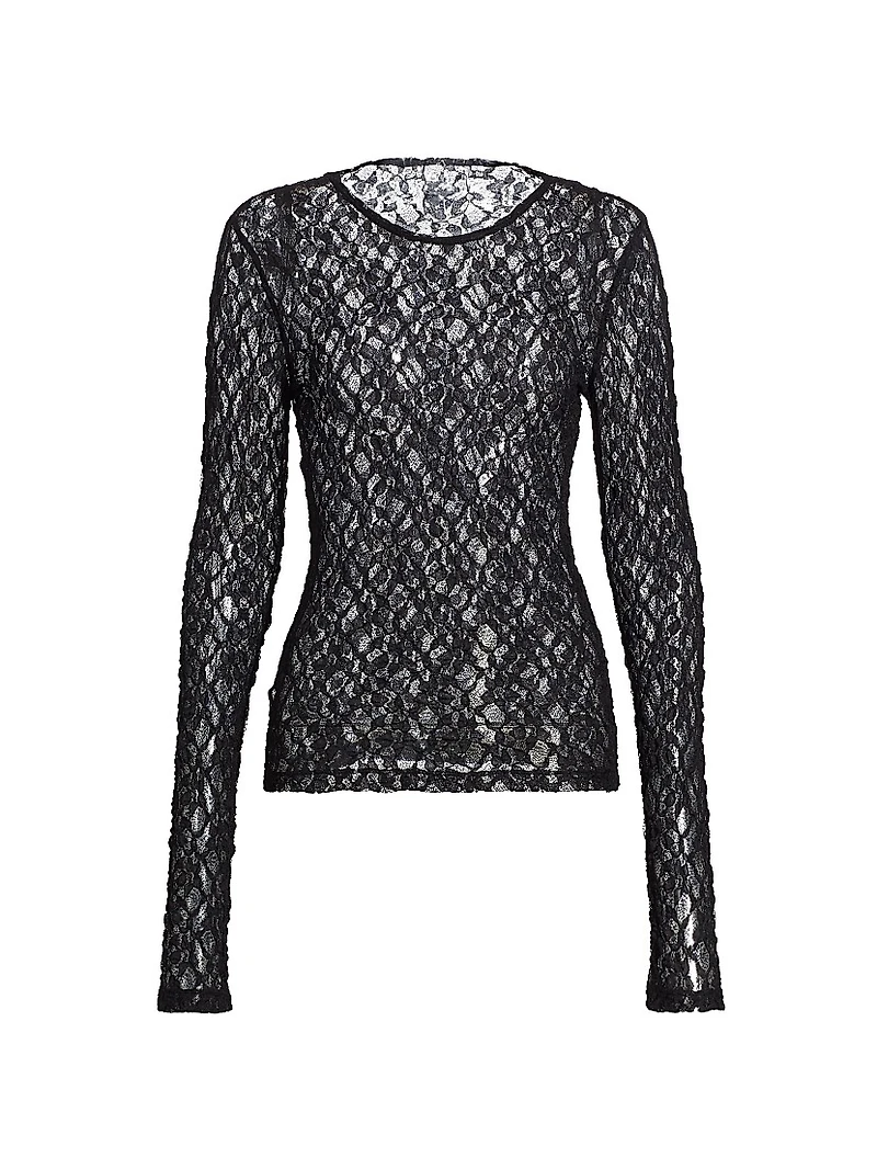 Mesh Lace Long-Sleeve Top