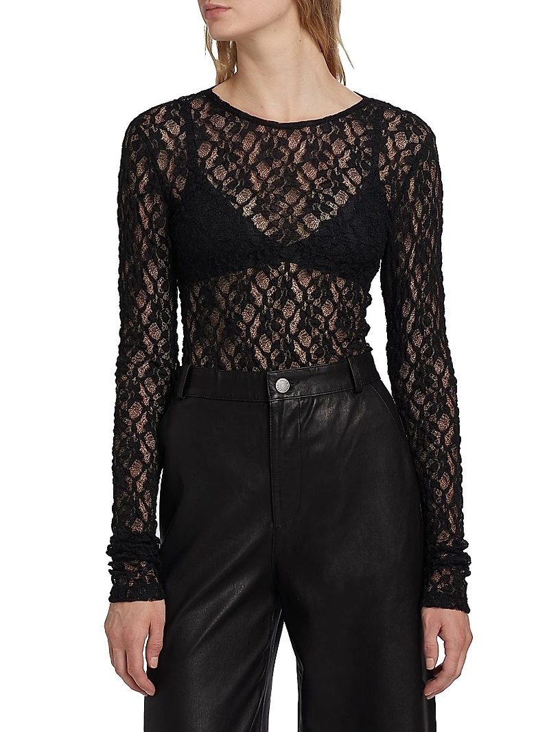 Mesh Lace Long-Sleeve Top