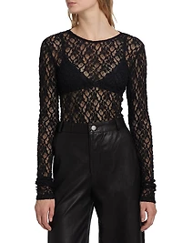 Mesh Lace Long-Sleeve Top