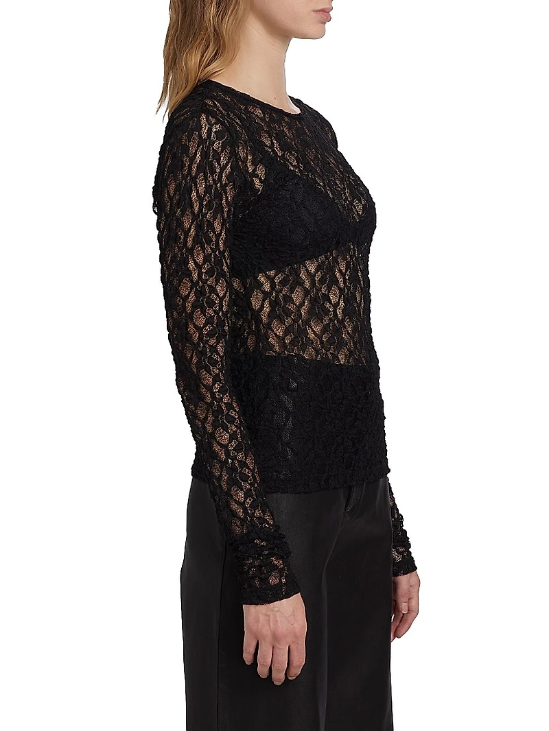 Mesh Lace Long-Sleeve Top