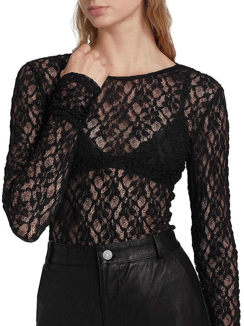 Mesh Lace Long-Sleeve Top