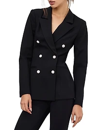 Ponte Embellished Double-Breasted Blazer