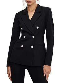Ponte Embellished Double-Breasted Blazer