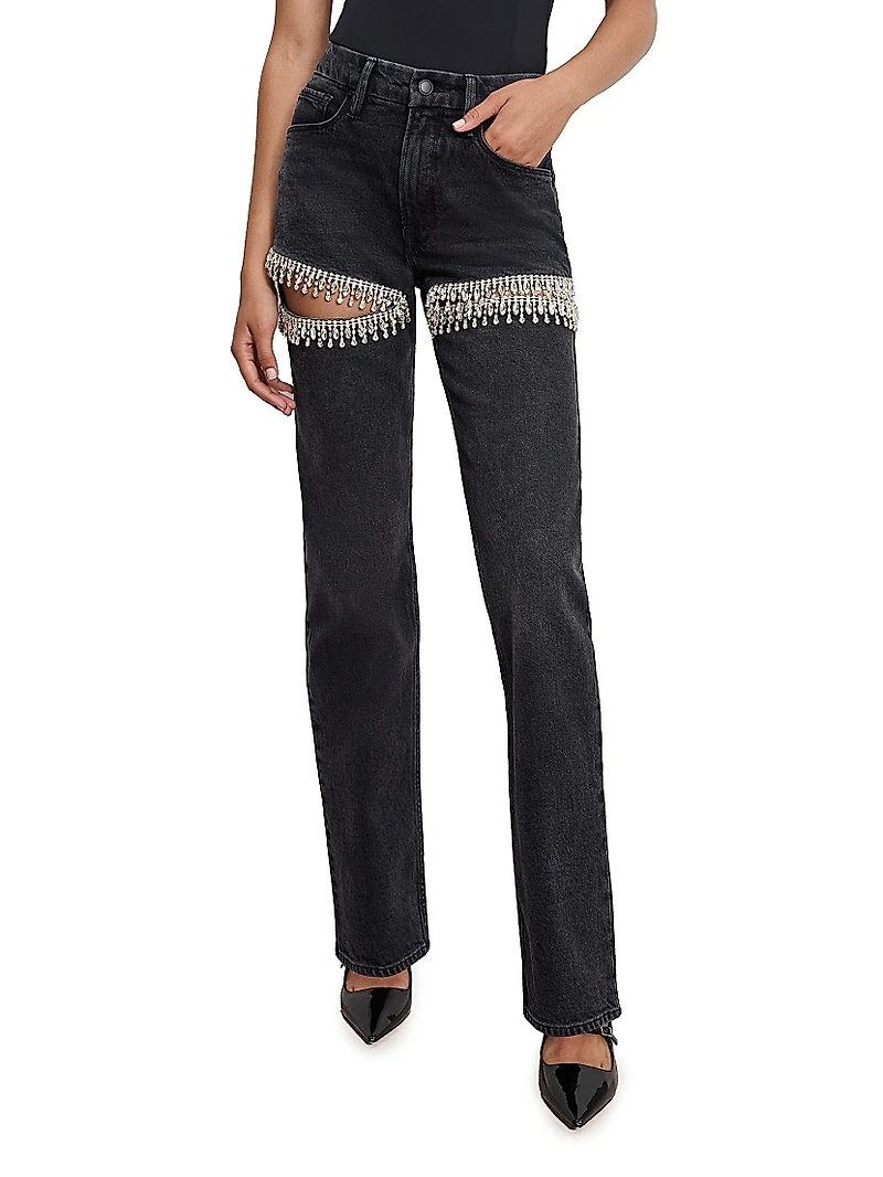 Good Icon Embellished Straight-Leg Jeans