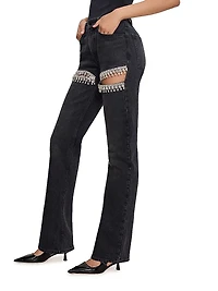Good Icon Embellished Straight-Leg Jeans