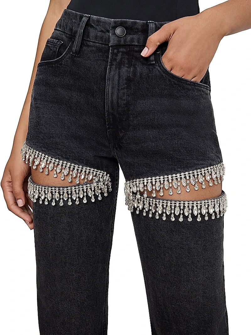 Good Icon Embellished Straight-Leg Jeans