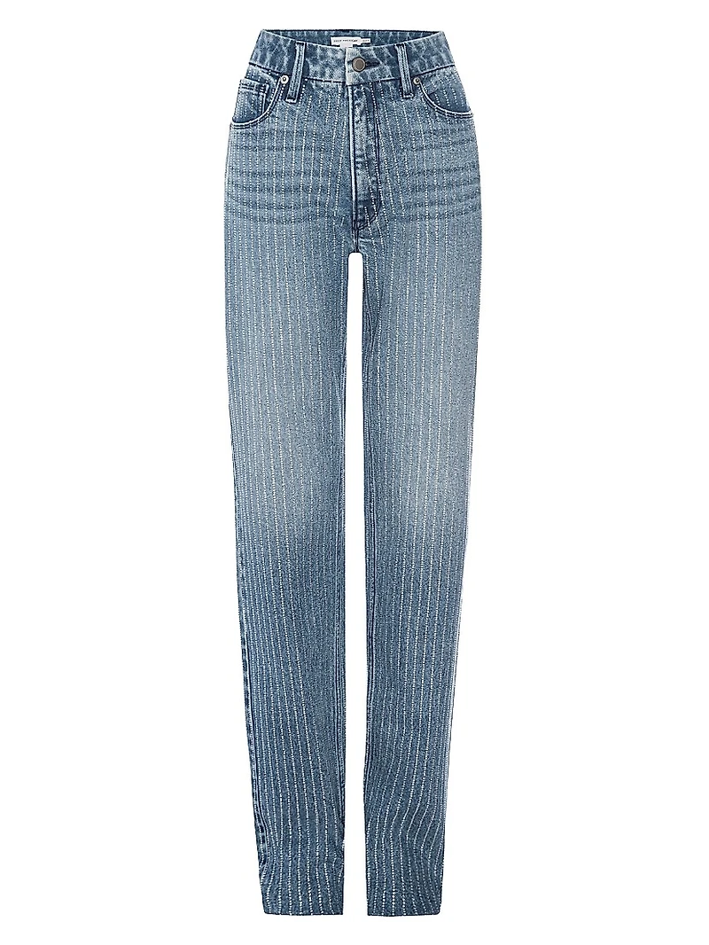 Good Icon Rhinestone Pinstriped Jeans