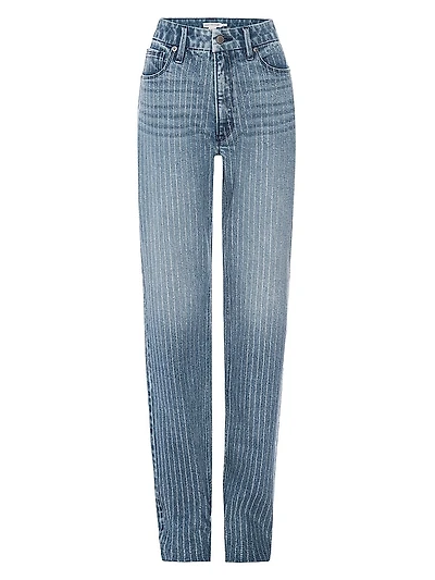 Good Icon Rhinestone Pinstriped Jeans