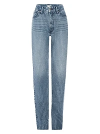 Good Icon Rhinestone Pinstriped Jeans