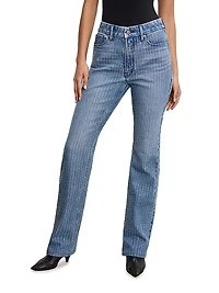 Good Icon Rhinestone Pinstriped Jeans