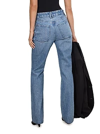 Good Icon Rhinestone Pinstriped Jeans