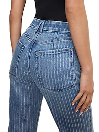Good Icon Rhinestone Pinstriped Jeans